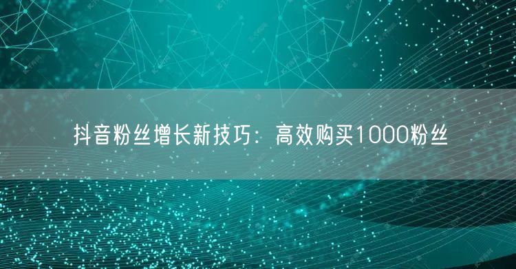 抖音粉丝增长新技巧：高效购买1000粉丝