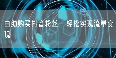 自助购买抖音粉丝，轻松实现流量变现
