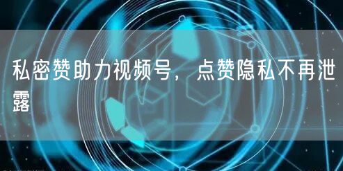 私密赞助力视频号，点赞隐私不再泄露